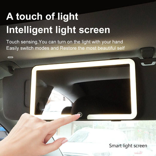 Car Sun Visor Vanity Mirror, Big Led Car Mirror with 3 Light Modes & 80 LEDs,Rechargeable Car Makeup Mirror - Dimmable Touch Control,Car Light Up Mirror Universal for Car