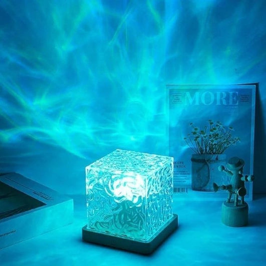 Projector Lights Ocean Wave, Romantic Warm Ocean Wave Water Night Light Projector 3D Water Wave Effect, Romantic LED Light Projector Projection Lamps Crystal Table Lamp for Bedroom Decor